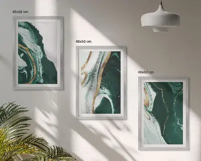 Wanddecoratieset schilderijen met abstracte groene verfpatronen