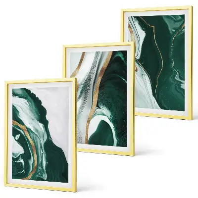 Wanddecoratieset schilderijen met abstracte groene verfpatronen