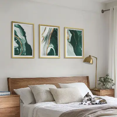 Wanddecoratieset schilderijen met abstracte groene verfpatronen