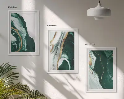 Wanddecoratieset schilderijen met abstracte groene verfpatronen