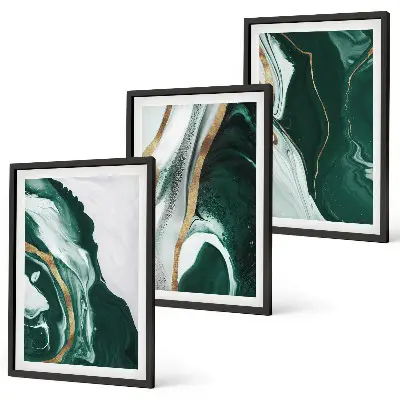 Wanddecoratieset schilderijen met abstracte groene verfpatronen