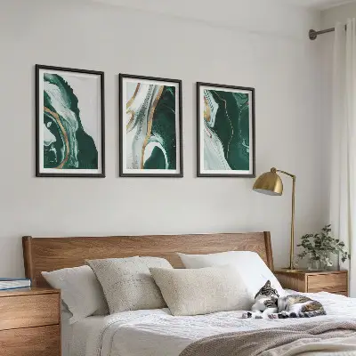 Wanddecoratieset schilderijen met abstracte groene verfpatronen