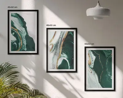 Wanddecoratieset schilderijen met abstracte groene verfpatronen