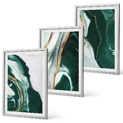 Wanddecoratieset schilderijen met abstracte groene verfpatronen