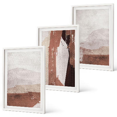 Wanddecoratie set schilderijen Wzory brąz beż abstrakcja