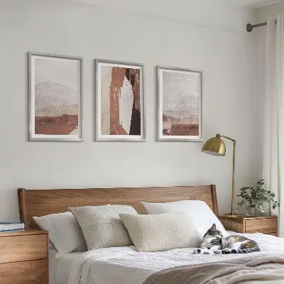 Set wanddecoratie met schilderijen abstract patroon in bruin en beige