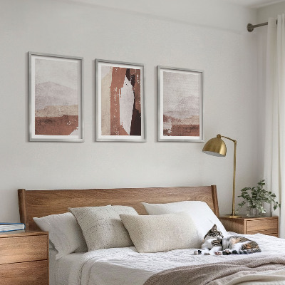 Wanddecoratie set schilderijen Wzory brąz beż abstrakcja