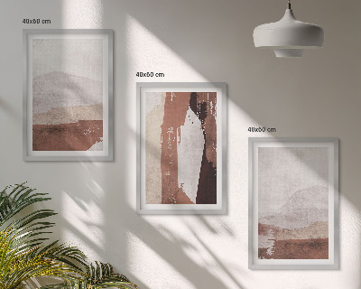 Wanddecoratie set schilderijen Wzory brąz beż abstrakcja