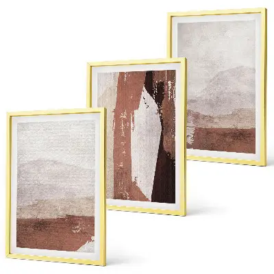Set wanddecoratie met schilderijen abstract patroon in bruin en beige