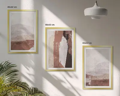 Set wanddecoratie met schilderijen abstract patroon in bruin en beige