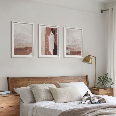 Wanddecoratie set schilderijen Wzory brąz beż abstrakcja