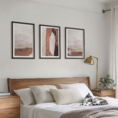 Wanddecoratie set schilderijen Wzory brąz beż abstrakcja