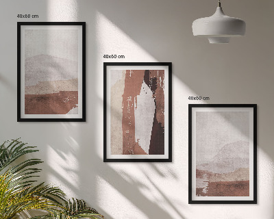 Wanddecoratie set schilderijen Wzory brąz beż abstrakcja