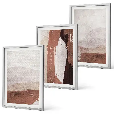 Set wanddecoratie met schilderijen abstract patroon in bruin en beige