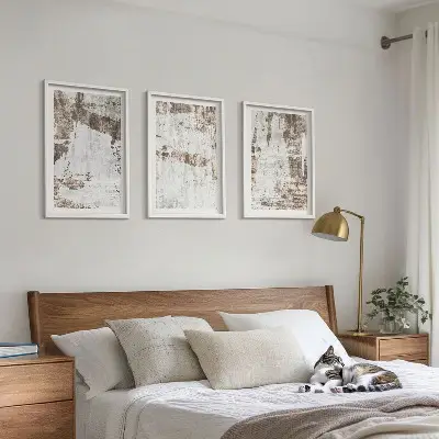 Fotowand met abstracte patronen in wit en bruin
