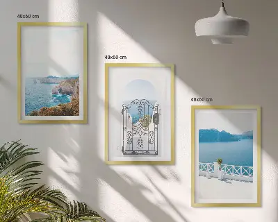 Wanddecoratieset schilderijen met afbeelding van de Griekse architectuur en de zee