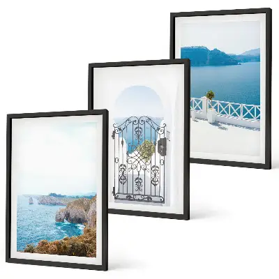 Wanddecoratieset schilderijen met afbeelding van de Griekse architectuur en de zee