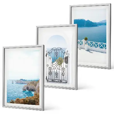 Wanddecoratieset schilderijen met afbeelding van de Griekse architectuur en de zee