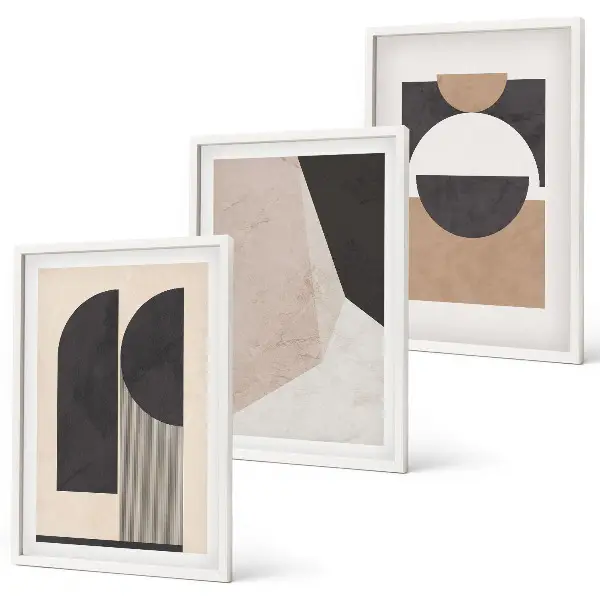 Fotowand abstracte vormen in beige en bruin