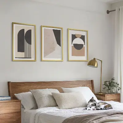 Fotowand abstracte vormen in beige en bruin