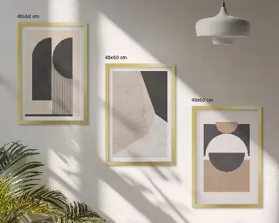 Fotowand abstracte vormen in beige en bruin