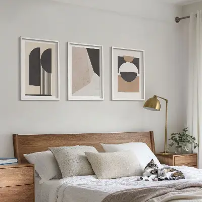 Fotowand abstracte vormen in beige en bruin