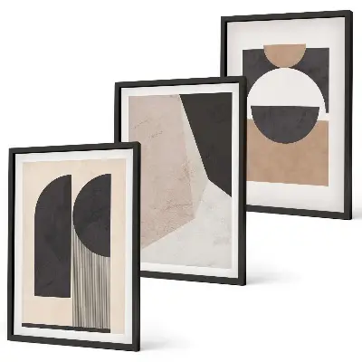 Fotowand abstracte vormen in beige en bruin