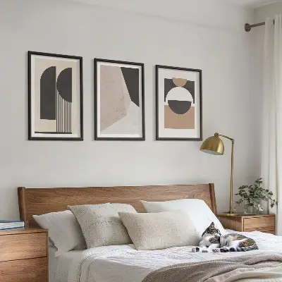Fotowand abstracte vormen in beige en bruin