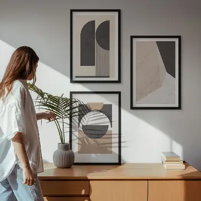 Fotowand abstracte vormen in beige en bruin