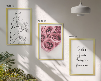 Wanddecoratie set schilderijen Rodzina line-art bukiety róż