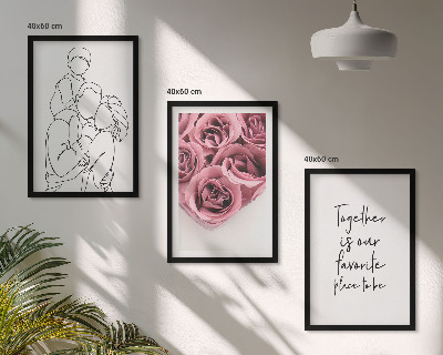Wanddecoratie set schilderijen Rodzina line-art bukiety róż