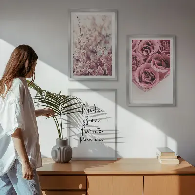 Fotowand met bloemen en boeketten van rozen inclusief tekst