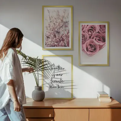 Fotowand met bloemen en boeketten van rozen inclusief tekst
