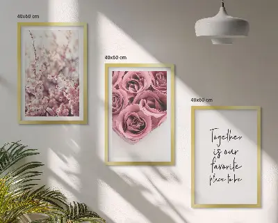 Fotowand met bloemen en boeketten van rozen inclusief tekst