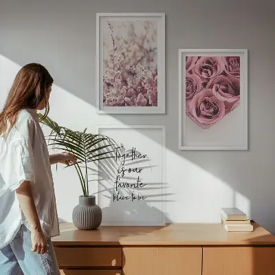 Fotowand met bloemen en boeketten van rozen inclusief tekst