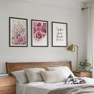 Fotowand met bloemen en boeketten van rozen inclusief tekst