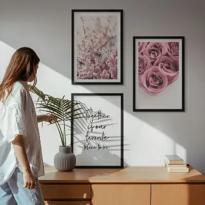 Fotowand met bloemen en boeketten van rozen inclusief tekst