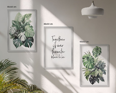 Wanddecoratie set schilderijen Zielone liście roślin tropikalnych