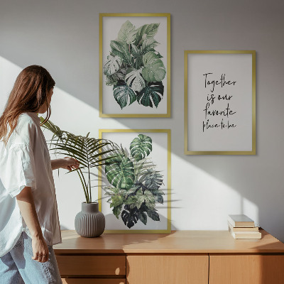 Wanddecoratie set schilderijen Zielone liście roślin tropikalnych