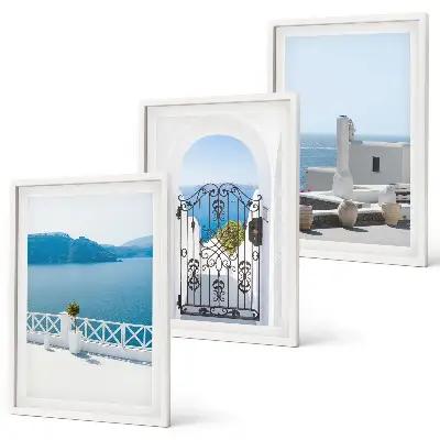 Wanddecoratie set schilderijen Morze białe budynki Grecja