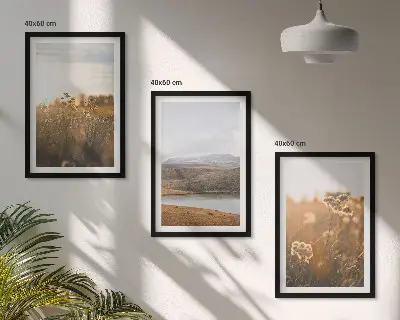Wanddecoratie set schilderijen met landschappen van weilanden bergen en meren