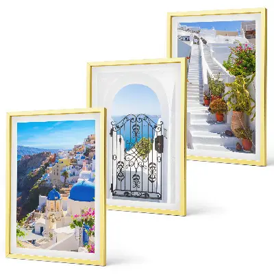 Set wanddecoratie met schilderijen architectuur van Oia op Santorini
