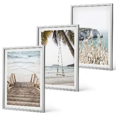 Fotowand met een strand en een houten trap met schommel