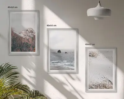 Wanddecoratieset schilderijen met afbeeldingen van bergen wolken zee en zand