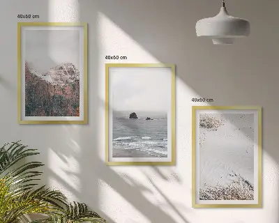 Wanddecoratieset schilderijen met afbeeldingen van bergen wolken zee en zand