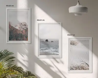 Wanddecoratieset schilderijen met afbeeldingen van bergen wolken zee en zand