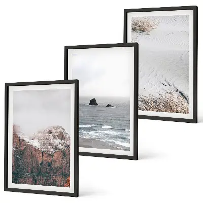 Wanddecoratieset schilderijen met afbeeldingen van bergen wolken zee en zand