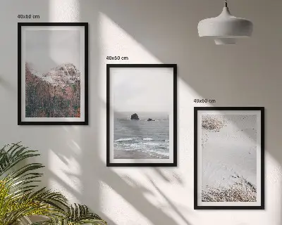 Wanddecoratieset schilderijen met afbeeldingen van bergen wolken zee en zand