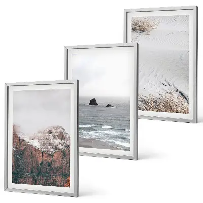 Wanddecoratieset schilderijen met afbeeldingen van bergen wolken zee en zand