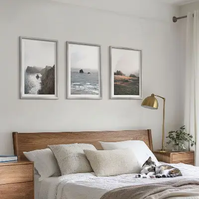 Wanddecoratieset schilderijen met berg- en zeegezichten